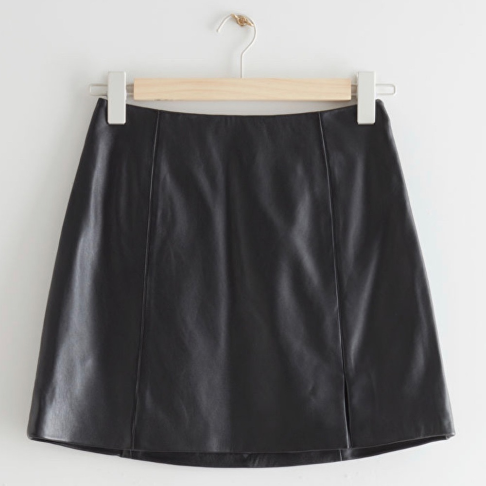 & Other Stories Leather A Line Mini Skirt NWT